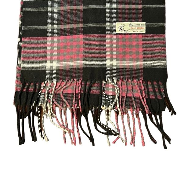 Italy design Cashmere Feel Plaid Scarf W/ Fringe Tassel Detail— like new!! - Picture 6 of 7